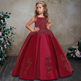 Sets 2023 Summer Broidery Pageant Robe princesse Robes enfants élégants pour filles vêtements pour enfants robe de mariée 14 10 12 ans