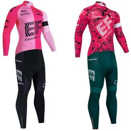 Sets 2024 Easypost Cycling Jersey Bibs Pants Pak Men Women Ropa Clclismo Team Winter Pro Thermal Fleece Bicycle Jacket Maillot Clothin