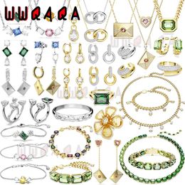 Ensembles 2024 Original Mesmera Fine Jewelry Charme De Luxe Vert Millenia Géométrique Cristal De Mode Collier Boucles D'oreilles Bracelet Pour Les Femmes