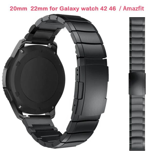 Conjuntos de correas de reloj para Samsung Galaxy S3, 22mm, 20mm, 42, 46mm, Amazfit Bip Pace Motor 360, correa de acero inoxidable Gear S3 S2 Classic