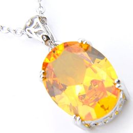 Sets 3 sets/veel LuckyShine Valentijnsdag Gentle Fire Oval Royal Citrine Gems 925 Sterling Silver Compated Wedding Pendants Rings Jewelr