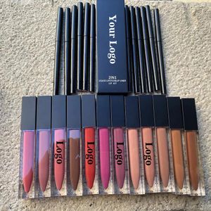 Sets 30 sets Groothandel Matte Vloeibare Lipstick Lip Liner Potlood Set Private Label Cosmetica Waterdichte Langdurige Make-up Op maat