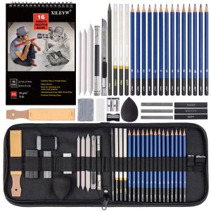 Stelt 36 % Set Professional Sketching Drawing Pencils Charcoal Graphite Stick Complete Graphing Art Kit met ritssluiting voor artiesten