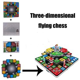 Conjuntos 3D Flying Chess Mat de arrastre Ludo Portable Juego de campos Juego de viajes para campamento Juega de ajedrez de ajedrez Juegos para niños