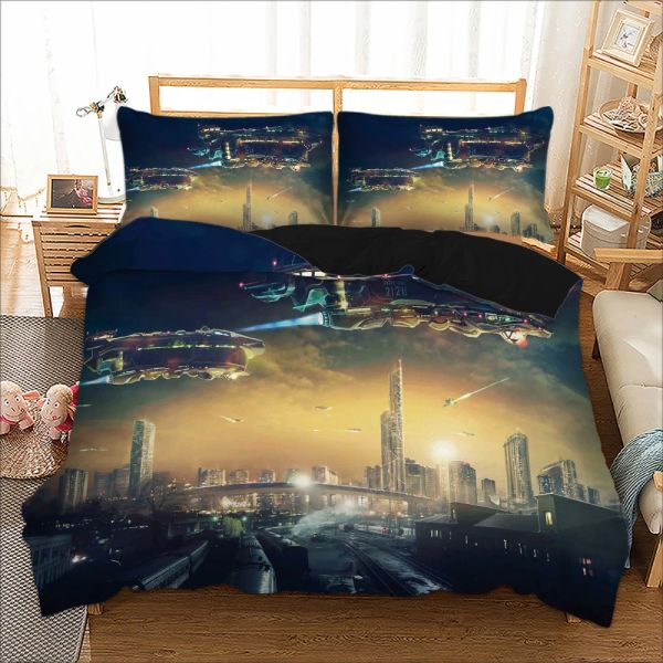 Sets 3D Printing Western Galaxy Duvet Cover Sett Universe Space Liberding Set Home Textiles 2/3 PCS King Queen Size Microfiber Bed Set