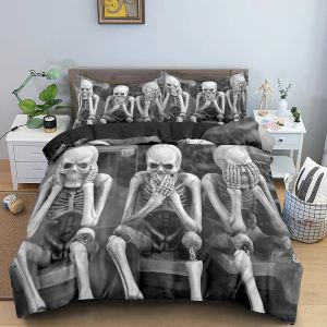 Stelt 3D Skull dekbedoverdeksel 220x240 skeletbeddenset