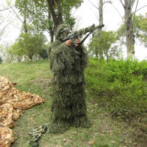 Stelt 3D Universal Camouflage Suits Woodland Kleding in verstelbare grootte Ghillie Suit voor het jacht Leger Militaire Tactical Sniper Set Kits
