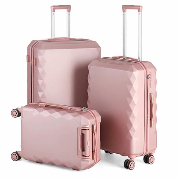 Ensembles 3 pcs de voyage rose de voyage Femmes Femmes de carton 12 kg Bag de valise Suitcase Suitcase Buggage 20 