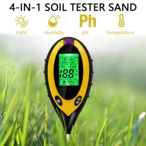 Stelt 4 in 1 digitale bodemtester bodem pH -monitor temperatuur vochtmeter bodemdetector zonlichttester voor tuinplanten landbouw