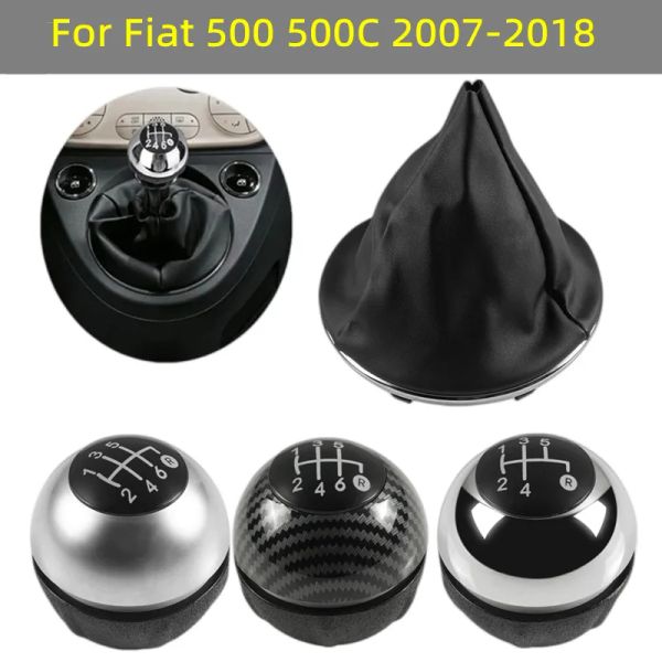 Sets 5/6 Speed Gear Shift Knob Gaitor Booot Cover Cover pour Fiat 500 500C 2007 2008 2009 2011 2012 2013 2013 2014 2015 2017 2018 Curtain