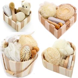 Ensembles 5 en 1 Femme Man Girl Kid Baby Bath Show Spa Spa Set Gift Inclure Bath Tool Loofah Sponge Hair Brush Pumice Stone Foot File