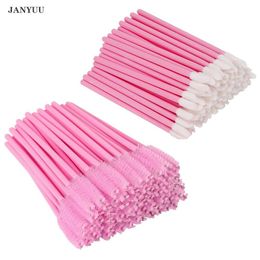 Sets 500PCS Mascara Borstels Wands Applicator Wimperborstel Met 500PCS Lippenselen Lippenstift Lipgloss Wands Applicator Makeup Tools