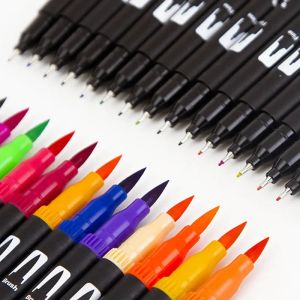 Ensembles 60/72 Couleurs Double Brush Brush Pens colorés crayons aquarelle Marqueurs