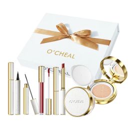 Ensembles 6pcs / set Makeup Set Gift Box Cosmetic Set Cosmetic Air Air Air Bb Cream Creeter Powder Veeet Lipstick Mascara Eyeliner Set