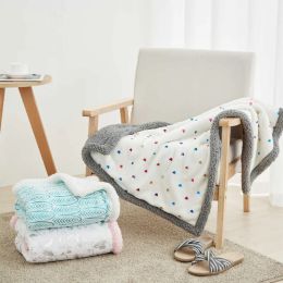 Ensemble 75 * 100 cm pour bébé Empoteur de flanelle coton coton double couche bébé couverture hivernale