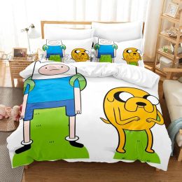 Sets Adventure Time Finn y Jake The Dog Face Bedding Set Single Twin Full Queen King Size Set Aldult Kid Dormitorio Duvetcover