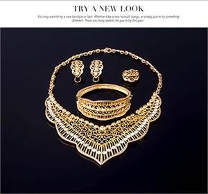 Juego de joyas africanas Sets de 18 km de oro Collar de cristal Pulsero de collar de pendientes Pendientes y damas de honor de joyas de boda
