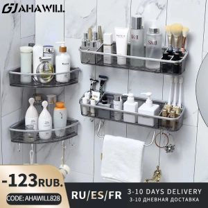 Ensemble Ahawill Wallmounted Triangle Storage Rack Bathroom Punchfree étagère avec crochets de barre d'organisation de salle de bain accessoires de salle de bain