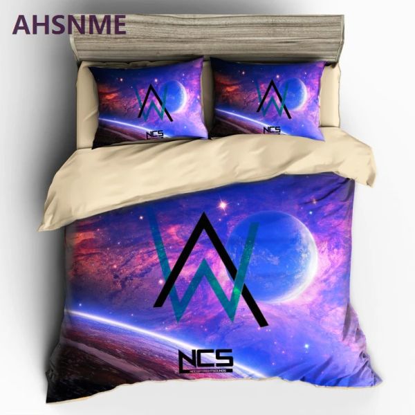 Sets Ahsnme Singer Alan Walker Pattern Bedding Set Alan Walker Music Poster Coilt Cover Cover Highdefinition Print Home Textiles