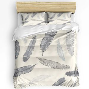 Sets Animal Flying Bird Gray Feather Retro Style 3 stks beddengoed set voor tweepersoonsbed huis textiel dekbed deksel quilt deksel kussensloop