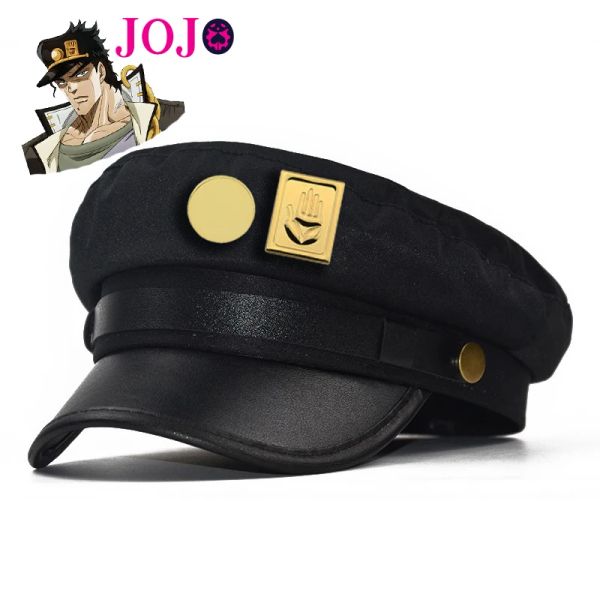 Définit Anime Bizarre de l'aventure bizarre Cosplay Cap Jotaro Kujo Joseph Hat Jojo Army Military Hat Badges Animation autour des accessoires Hat YP001