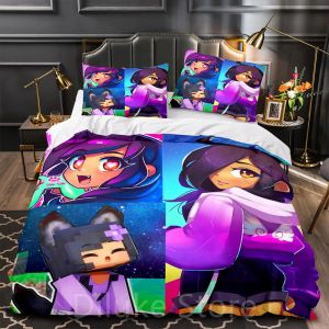 stelt Aphmau beddengoedset enkele twin full queen king size kawaii aphmau bed set aldult kid slaapkamer duvetcover sets 3d print 031