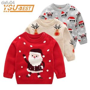 Sets Herfst Winter Kindertrui Katoenen Baby Jongen Meisje Gebreide Trui Lange Mouwen Warm Cartoon Baby Kerst ClothesL231024