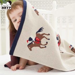 Définit des couvertures de bébé en tricot-né le nouveau-né poussette de lit de literie enveloppe carton de cheval infantil garçons filles recevant des enfants couvertures courtepointes