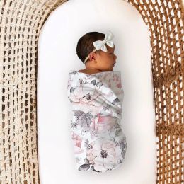 Ensemble bébé né recevoir une couverture de couverture imprimé nouveau-né couverture de couverture de swaddle enveloppe bébé fille bande de couchage pour nourrisson