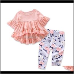 Ensembles Bébé Vêtements Bébé Maternité Drop Delivery 2021 Enfants D'été Filles Irrégulier Top Floral Pantalon Tenues De Mode À Manches Moyennes Pull Shir