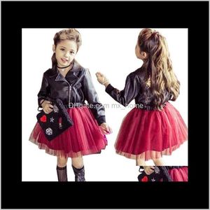 Ensembles Vêtements pour bébés Bébé Maternité Drop Livraison 2021 Fille Princesse Cuir Party Tutu Voile Rouge Robe À Paillettes Diamant Enfants Vêtements Anniversaire W