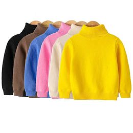 Ensembles Baby Girl Boy Sweater 2023 AUTUME Coton d'hiver Parachute Saut-tricot Tirant Up Turtle Col Chercheur Childrens Q240508