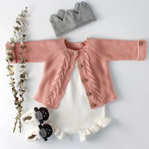 Sets babymeisjes kleren herfst baby gebreide romper set baby pasgeboren babymeisje jemeisje Cardigan Boys Sweater katoenen babyjumpsuit voor meisjes