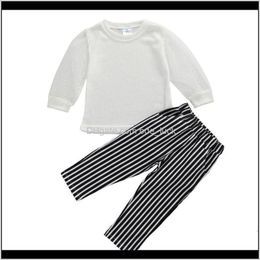 Ensembles bébé, vêtements d'été de maternité infantile enfants bébés filles 1-6T 2 pièces ensemble vêtements perspective manches protection solaire hauts chemise pantalon rayé