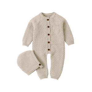 Sets Baby Rompers Long Sleeve Infant Boys Girls Jumpsuits Kleding Autumn Solid gebreide pasgeboren peuter Kids Overalls One Piece 018m