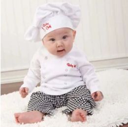 Sets baby bambin garçons filles cuisinier chef halloween cosplay tenues bébé cuisinier chef cuisine uniforme tshirt pantalon chapeau photographie costume