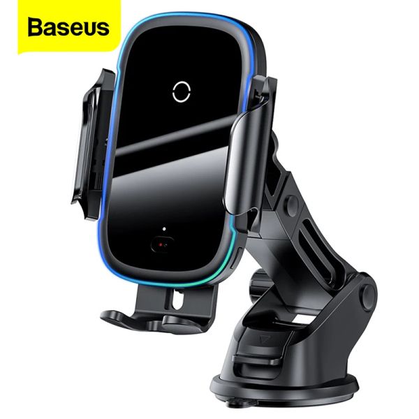 SETS BASEUSU QI CHARGEUR SANS WIRESS CAR pour iPhone 11 Samsung Xiaomi 15W INDUCTION CAR MONTRÉE CHARGEUR SANS WIRESS avec porte-téléphone