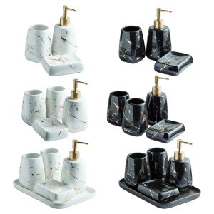 Juegos de baño Kit de accesorios de baño CERÁMICA Apariencia de mármol Dispensador de loción, vasos, jabonera