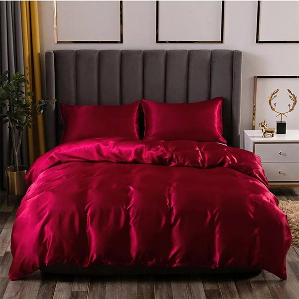 sets Ensembles de literie WOSTAR nordique satin rayonne housse de couette 2 personnes chambre luxe lit double 220x240 couette ensemble de literie twin full queen king