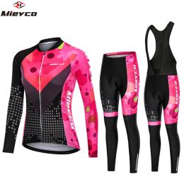 Sets Bike Woman Clothing Road Bike Suit MTB Cycling Jersey Set dames mountainbike fietsen bib broek jumpsuit jumpsuit lange mouw vtt doek