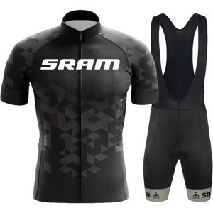 Sets Black Sram Cycling Team Clothing Bike Jersey 20d Bike Shorts Ropa Ciclismo Quick Dry Mens Summer Bicycling Maillot Culotte Set