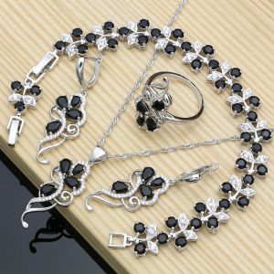 Ensembles de bijoux fantaisie en argent Sterling 925 avec pierres noires, boucles d'oreilles Design en ligne, ensembles de colliers à la mode, livraison directe