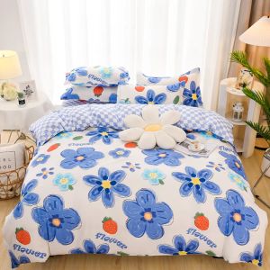 Ensembles de couette de tournesol bleu ensemble de literie queen size couette florale botanique complète litière douce et lit 4pcs de lit noir couettes pleines