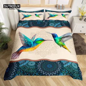 Sets Boho Mandala dekbedovertrek Set Hummingbird Bedding Set MicroFiber Farmhouse Cute Birds Coverter Cover Queen For Kids Boys Girls