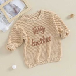 Sets frère assorti des vêtements broderie gros petit pull pull en tricot enfant en tout-bas-enfant de petit garçon tireur Top Q240508