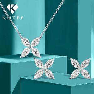 Ensembles de bijoux papillon Moissanite pour femmes, collier, boucles d'oreilles, argent 925, bijoux en diamant taille marquise avec certificat