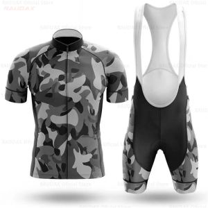 Stelt camouflage Bike Uniform 2021 Pro Team Korte mouw Maillot Ciclismo Man's Cycling Clothing Summer MTB Bike Riding Jersey