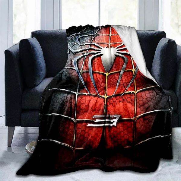 Ensemble Carton Cartoon Spider Thrown Cover Cover Heroes Logo Flannel Coltres pour canapés Douche de lit mou en lit de litière de lit chaude.