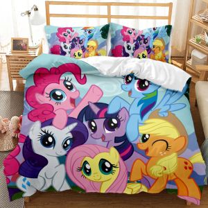 ensembles dessins animés licorne poney literie ensemble mignon kawaii couette couvercle girls girls kids couette couvre-couette belle couette en lin lin