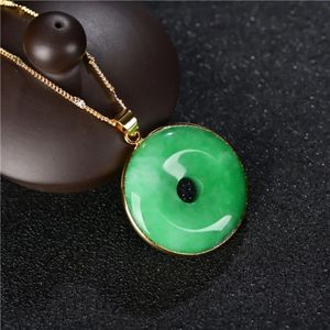 Conjuntos de colgante de donut de Jade verde Natural tallado, collar de amor chino, joyería de jadeíta, amuleto de moda para hombre y mujer de la suerte, regalos